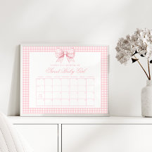 Niedlich Pink Gingham Bow Baby Due Date
