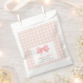 Niedlich Pink Gingham Kariert Bow Girl Baby Dusche Geschenktütchen