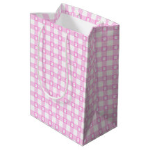 Niedlich Pink Gingham Paw Prints Gift Bag