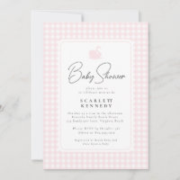 Niedlich Pink Gingham Swan Simple Baby Dusche