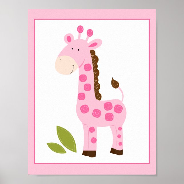 NIEDLICH PINK GIRAFFE WALL ART PRINT POSTER (Vorne)