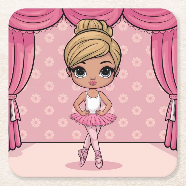 Niedlich Pink Girl Ballet Untersetzer Set (Vorderseite)