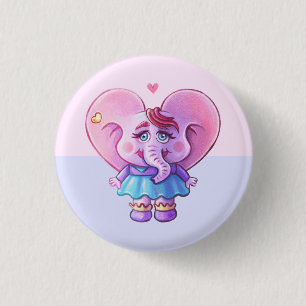 Niedlich Pink Girl Elephant Button