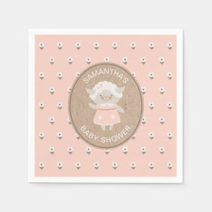 Niedlich Pink Girl Lamb Babydusche Napkin Serviette