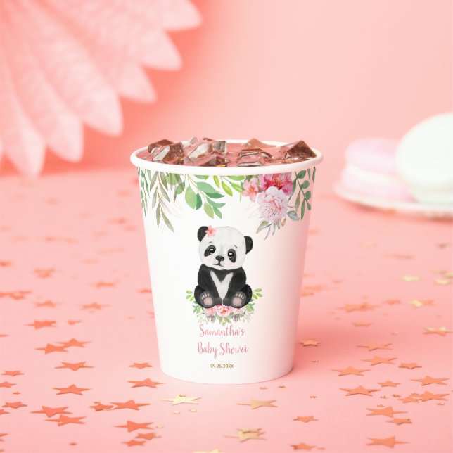 Niedlich Pink Girl Panda Bear Babydusche Pappbecher (Insitu)