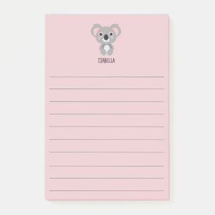 Niedlich Pink Girls Koala Bärenname Post-it Klebezettel