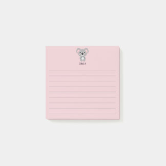 Niedlich Pink Girls Koala Bärenname Post-it Klebezettel