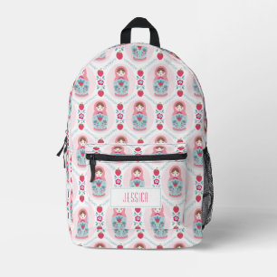 Niedlich Pink Girls Nesting Doll Pattern Bedruckter Rucksack