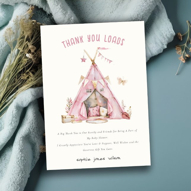 Niedlich Pink Girls Zelt Schläfenleepover Schlumme Dankeskarte (Von Creator hochgeladen)