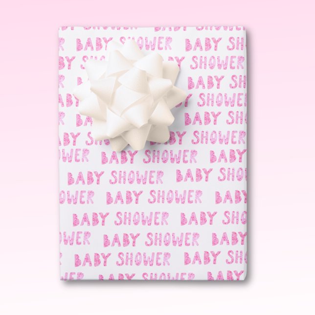 Niedlich Pink Girly Baby Shower Typografie Geschenkpapier Set (Von Creator hochgeladen)
