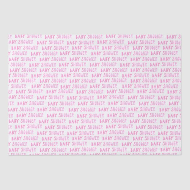Niedlich Pink Girly Baby Shower Typografie Seidenpapier (Vorderseite)