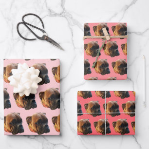 Niedlich Pink Girly Boxer Dog Geschenkpapier Set