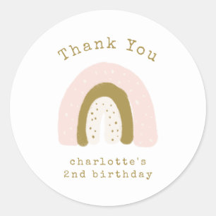 Niedlich Pink Gold Boho Rainbow Geburtstag Vielen  Runder Aufkleber