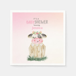 Niedlich Pink Gold Kuh Kinderdusche Personalisiert Serviette