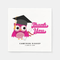 Niedlich Pink Graduate Owl Abschluss Vielen Dank