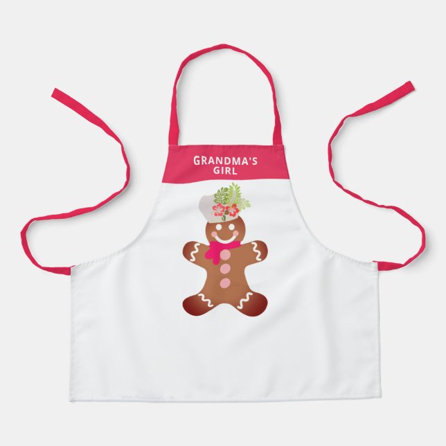 Niedlich Pink Grandmas Girl Gingerbrot Backen Schürze (Vorderseite)