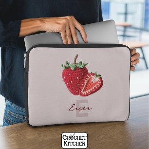 Niedlich Pink Granny Chic Crochet Strawberry Monog Laptopschutzhülle