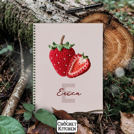Niedlich Pink Granny Chic Crochet Strawberry Monog Notizbuch