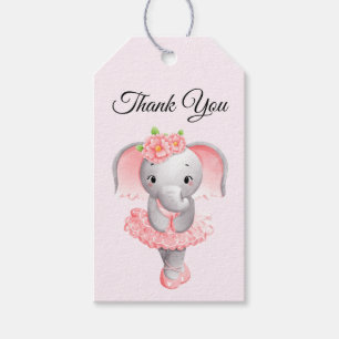 Niedlich Pink & Gray Elephant Ballerina Vielen Dan Geschenkanhänger