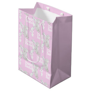 Niedlich Pink Gray Happy Ostergeschenk Mittlere Geschenktüte