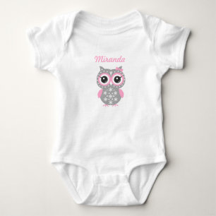 Niedlich Pink & Gray Owl Baby Girsey Bodysuit Strampler