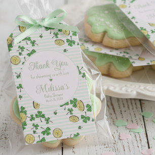 Niedlich Pink Green Clovers & Lucky Coins Vielen D Geschenkanhänger