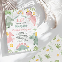 Niedlich Pink Green Girls Dinosaur 1. Geburtstag