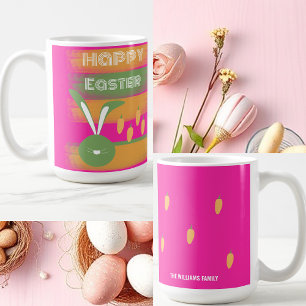 Niedlich Pink Green Happy Ostersonne und Karotten Kaffeetasse