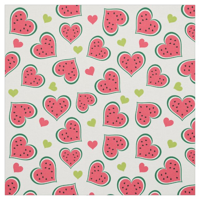Niedlich Pink Green Watermelon Herts Girly Pattern Stoff (Muster)