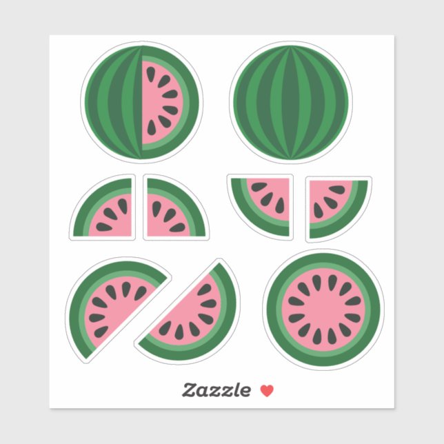 Niedlich Pink Green Watermelon Scheiben Aufkleber (Blatt)