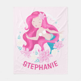 Niedlich Pink Hair Mermaid Girls Fantasy Personali Fleecedecke