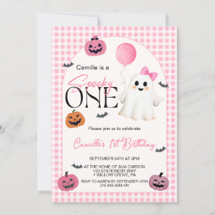 Niedlich Pink Halloween Ghost 1. Geburtstag Einladung
