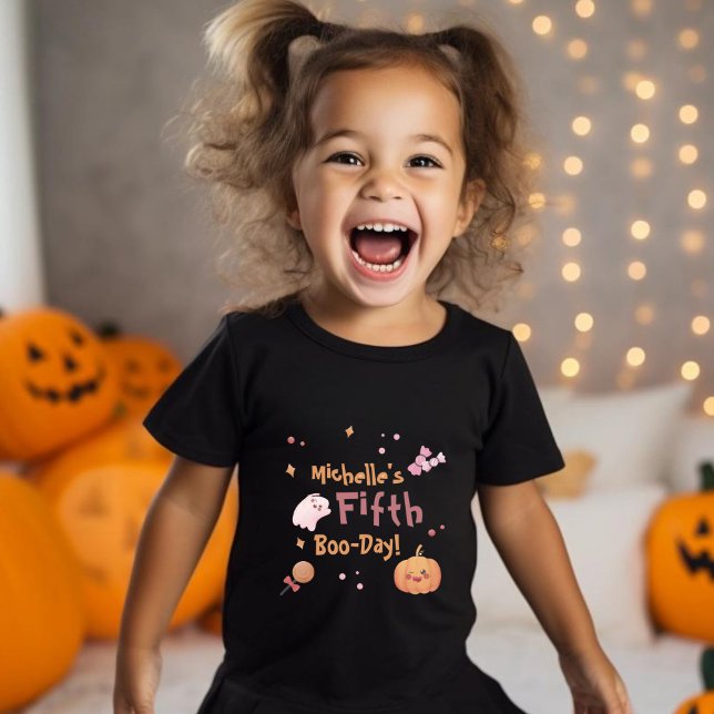 Niedlich Pink Halloween Party T-Shirt (Cute Pink Halloween Birthday Party T-Shirt)