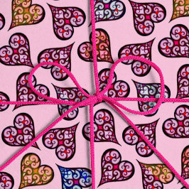 Niedlich Pink Hearts Muster Vintag Girl Weihnachte Geschenkpapier