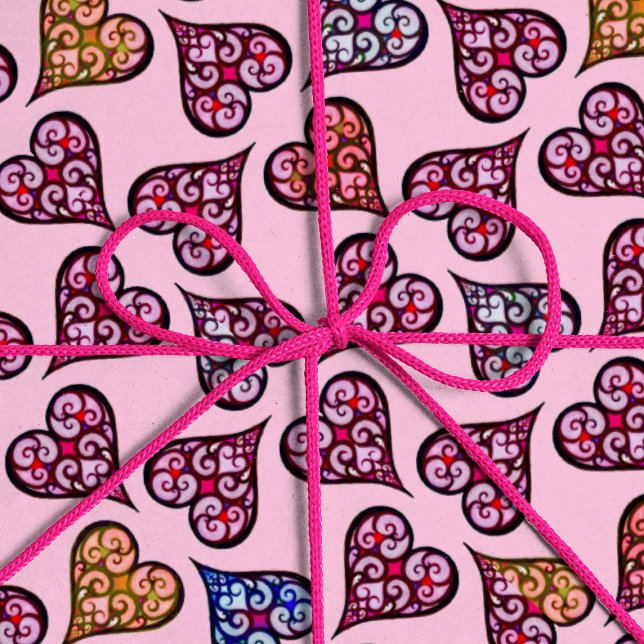 Niedlich Pink Hearts Muster Vintag Girl Weihnachte Geschenkpapier (Von Creator hochgeladen)