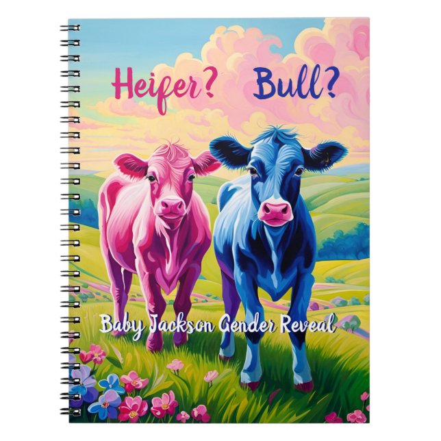 Niedlich Pink Heifer und Blue Bull Calf Notizblock (Vorderseite)