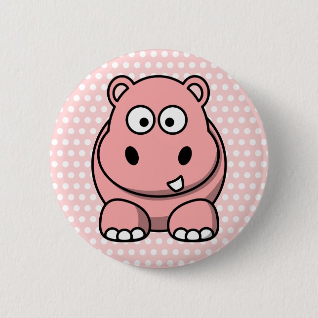 Niedlich Pink Hippo Button (Vorderseite)