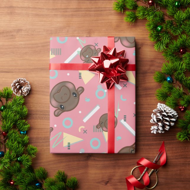 Niedlich Pink Hippo Geschenkpapier (Feiertagsgeschenk)