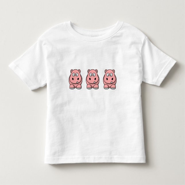 Niedlich Pink Hippo Kleinkind T-shirt (Vorderseite)