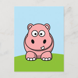 Niedlich Pink Hippo Postkarte