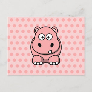 Niedlich Pink Hippo Postkarte