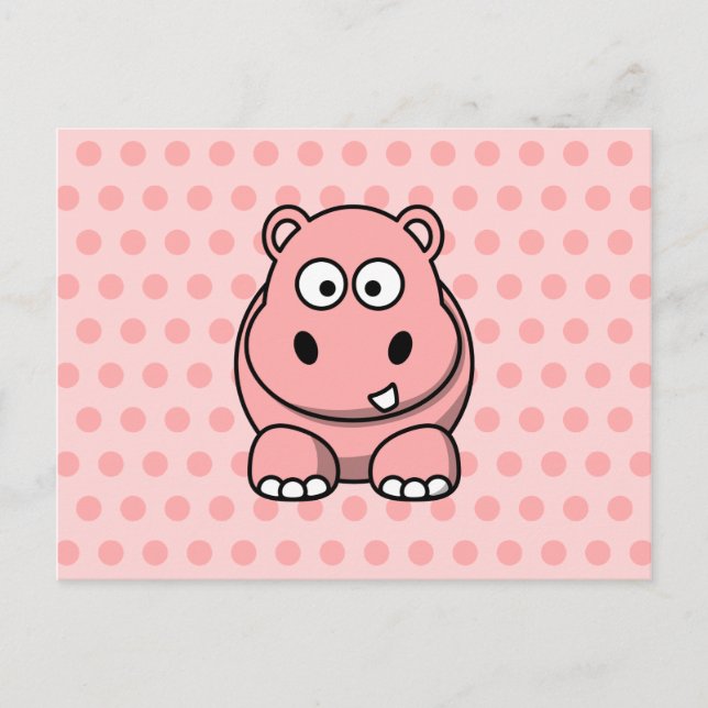 Niedlich Pink Hippo Postkarte (Vorderseite)