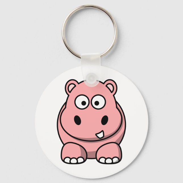 Niedlich Pink Hippo Schlüsselanhänger (Vorderseite)