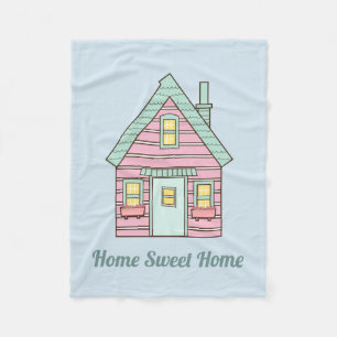 Niedlich Pink House Zuhause Sweet Zuhause Fleecedecke