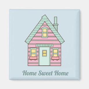 Niedlich Pink House Zuhause Sweet Zuhause Magnet