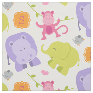 Niedlich-Pink-Jungle-Tiere Baby-Mädchen Custom Mon Stoff