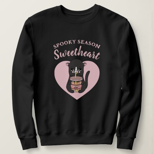 Niedlich Pink Kawaii Cat Spooky Season Sweetheart Sweatshirt (Design vorne)