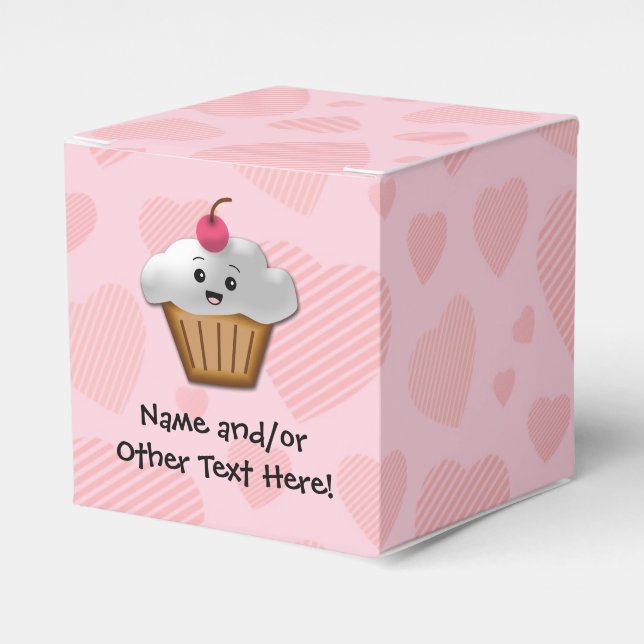 Niedlich Pink Kawaii Happy Face Cupcake Girls Geschenkschachtel (Vorderseite)