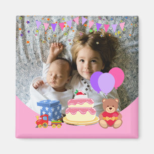 Niedlich Pink Kids Toys Geburtstagsfeier Foto Magnet