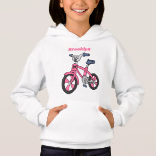 Niedlich-pink-Kinder Fahrrad Cartoon Abbildung Hoodie